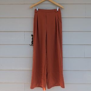Blush Mark Pants Orange Size M Wide Leg High Waist Pockets Elastic At Waist Boss